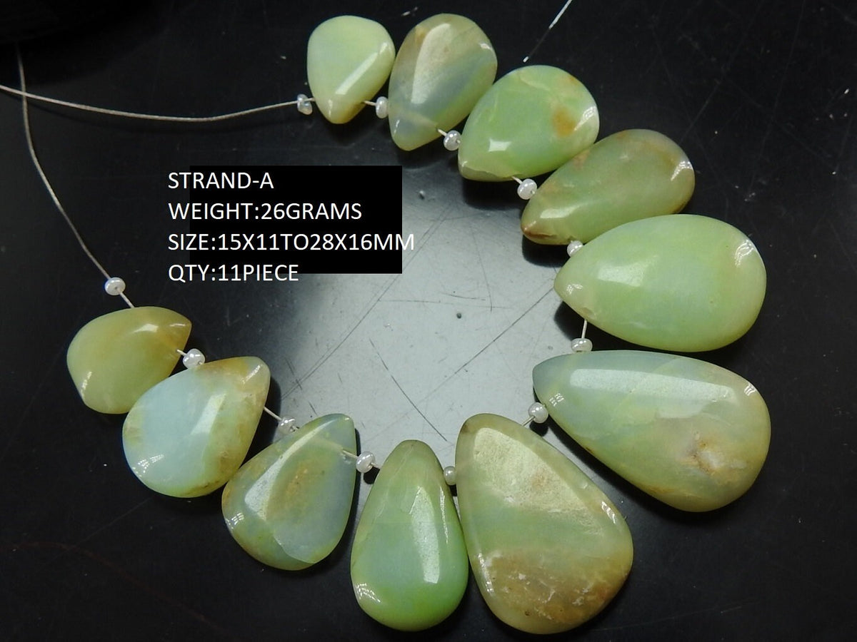 Blue Peruvian Opal Pear Shape Cabochon Briolette-Smooth Polished-Handmade Loose Stone-For Making Jewelry-Natural Stone BR7