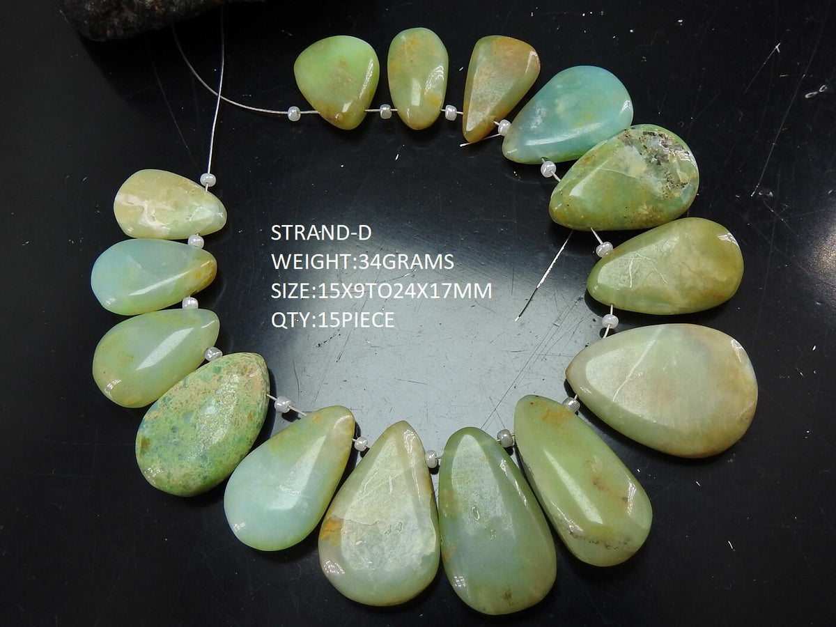 Blue Peruvian Opal Pear Shape Cabochon Briolette-Smooth Polished-Handmade Loose Stone-For Making Jewelry-Natural Stone BR7