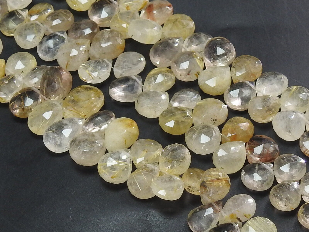 Natural Golden Rutile Quartz Faceted Teardrop 10-13mm 8 Inch Strand For Handmade Jewelry Making PME-BR8
