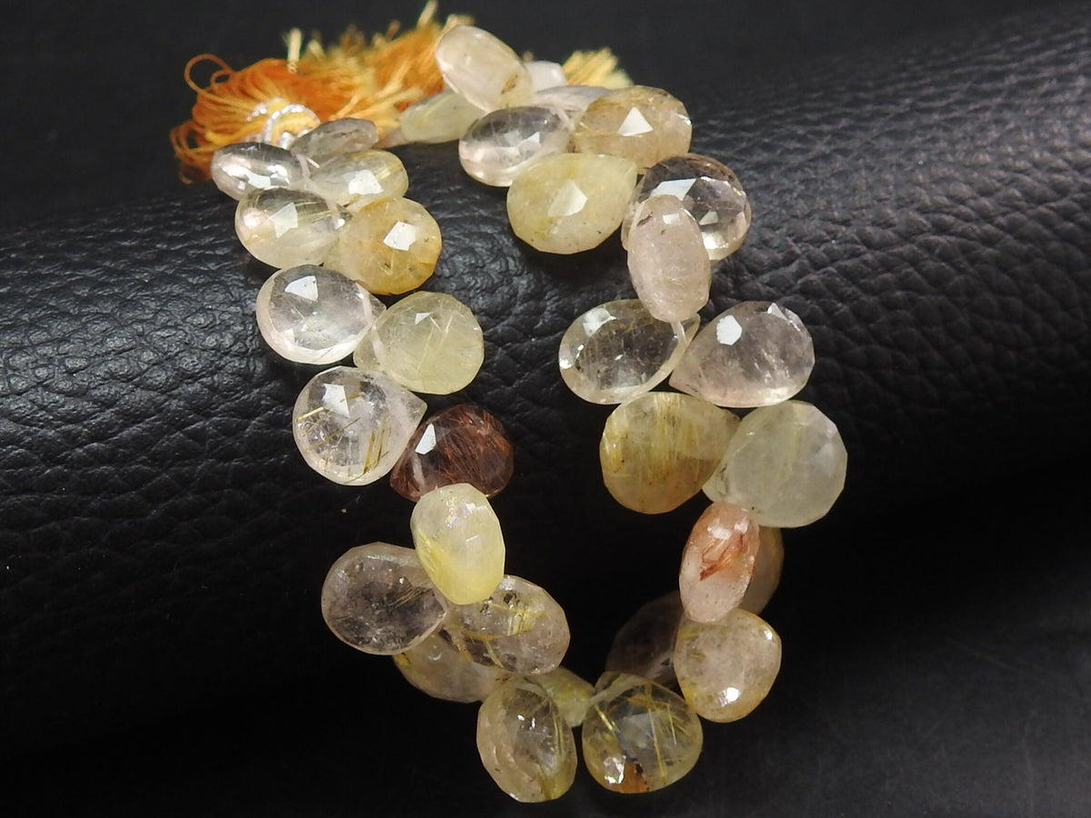 Natural Golden Rutile Quartz Faceted Teardrop 10-13mm 8 Inch Strand For Handmade Jewelry Making PME-BR8