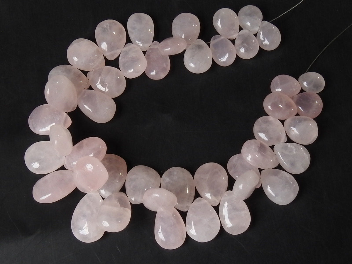 Rose Quartz Smooth Teardrop Beads, 8x6 to 15x10mm Briolettes, 8 Inch Strand, Wholesale Jewelry Making Supplies PME-BR3