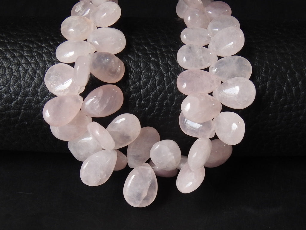 Rose Quartz Smooth Teardrop Beads, 8x6 to 15x10mm Briolettes, 8 Inch Strand, Wholesale Jewelry Making Supplies PME-BR3