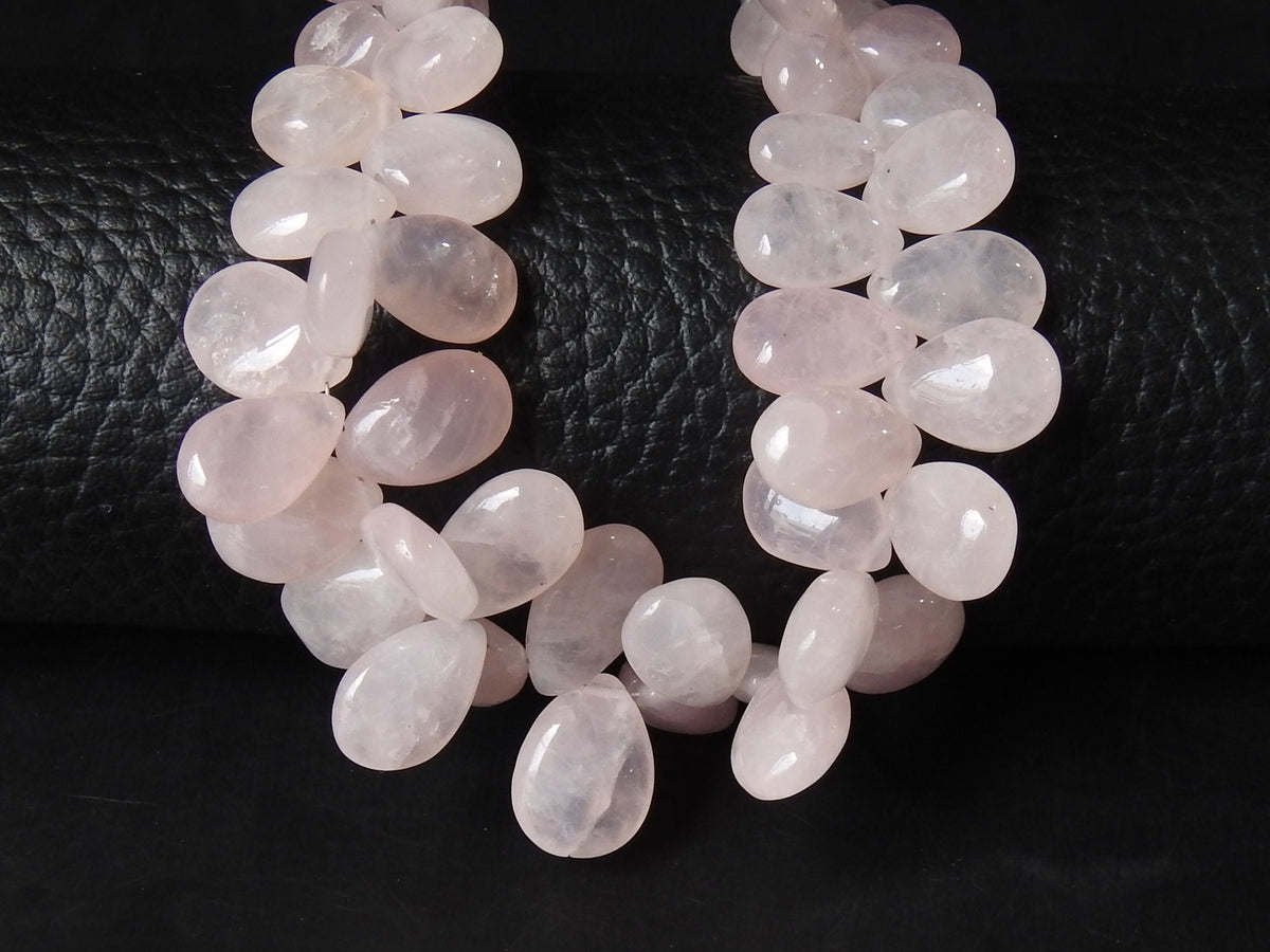 Rose Quartz Smooth Teardrop Beads, 8x6 to 15x10mm Briolettes, 8 Inch Strand, Wholesale Jewelry Making Supplies PME-BR3