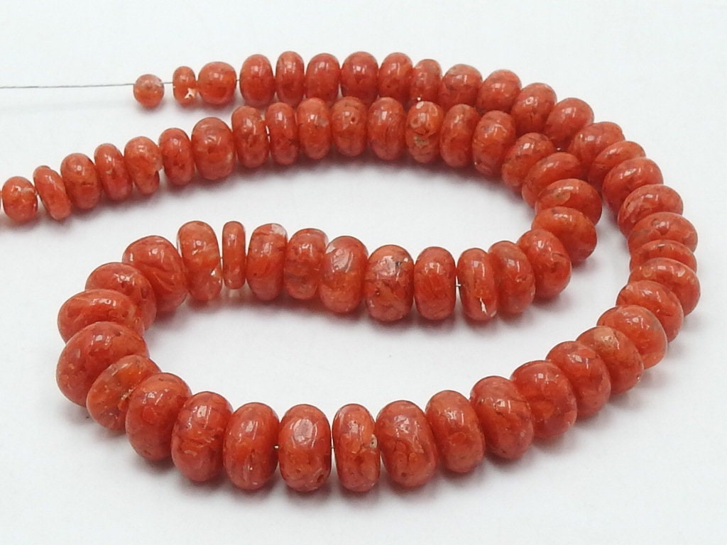 Red Coral Smooth Roundel Bead-16Inch Strand 5-10MM Approx-Stabilized Stone-For Making Jewelry-Wholesaler Supplies WM-CR2