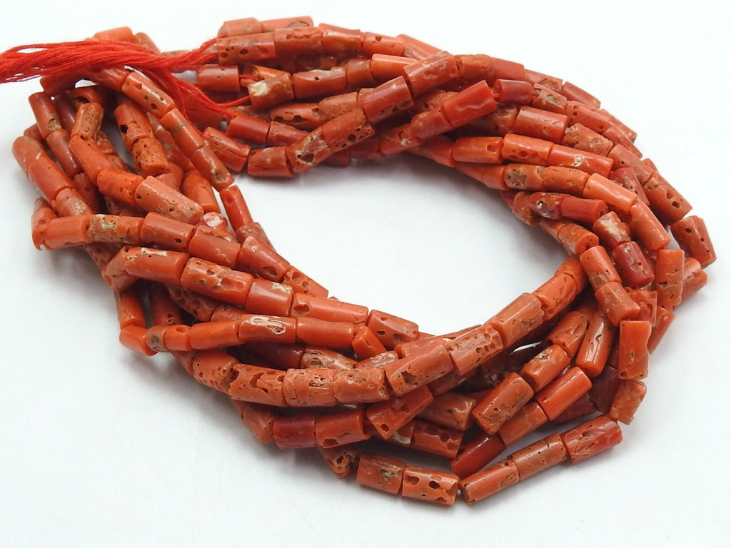 Red Coral Tube Beads 16" Strand Smooth Cylinder Shape 5x4mm 9x4mm New Arrival Wholesale Supplies Natural Gemstones for Jewelry Making BKCR2
