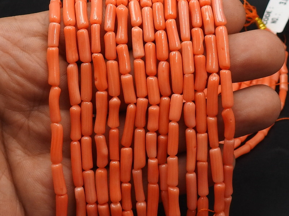 Orange Coral Smooth Irregular Tube Beads 8x3-13x3mm 15 Inch Strand Loose Stone for Necklace Bracelet Handmade Jewelry Making BK-CR2