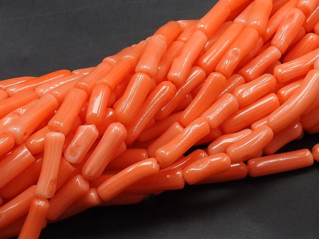 Orange Coral Smooth Irregular Tube Beads 8x3-13x3mm 15 Inch Strand Loose Stone for Necklace Bracelet Handmade Jewelry Making BK-CR2