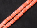 Pink Coral Flower Beads, Carved Tulip Plant Shape, 15 Inch Strand, 6x5mm Organic Sea Blossom, Unique Botanical Jewelry Making Supplies