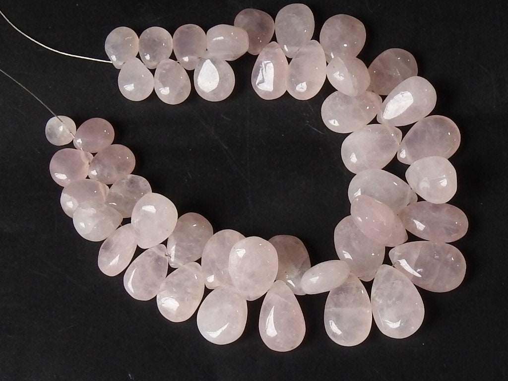 Rose Quartz Smooth Teardrop Beads, 8x6 to 15x10mm Briolettes, 8 Inch Strand, Wholesale Jewelry Making Supplies PME-BR3