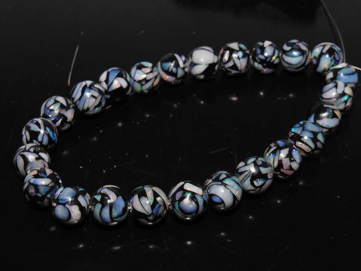 Mosaic Opal Beads - Round Gemstone Beads for Jewelry Making