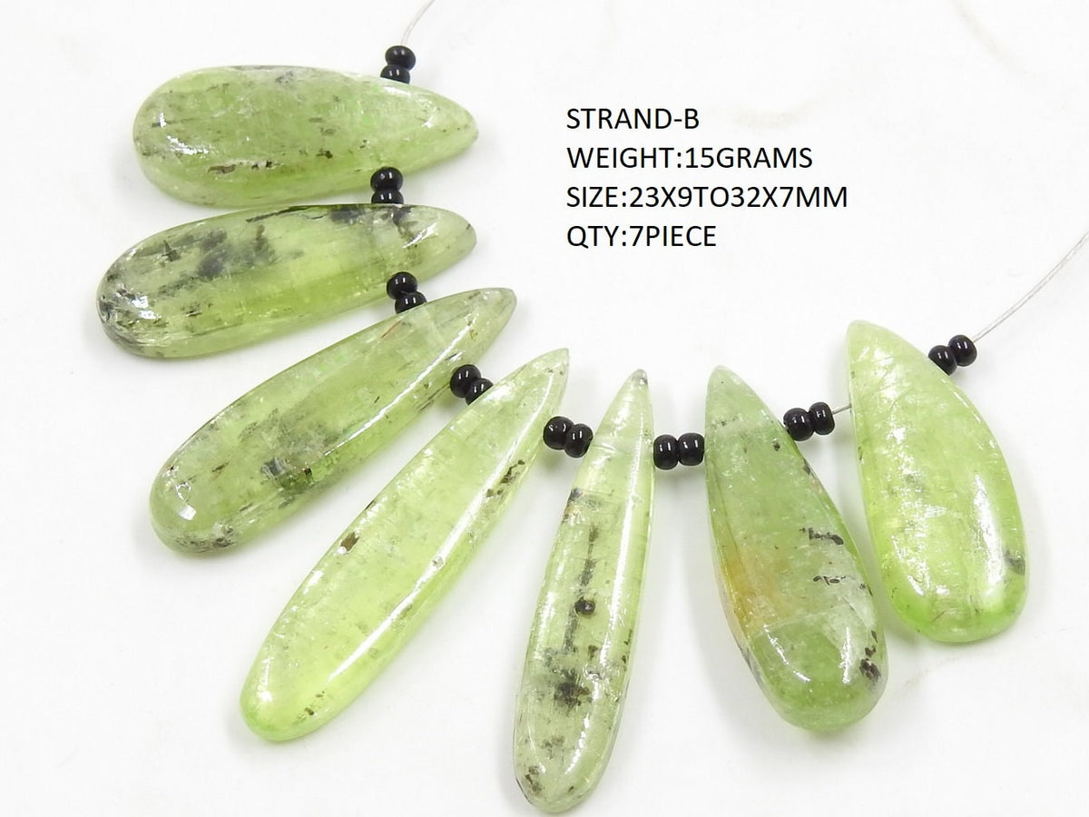 Natural Green Kyanite Smooth Fancy Shape Cabochon Briolette Loose Gemstone For Making Jewelry BR9