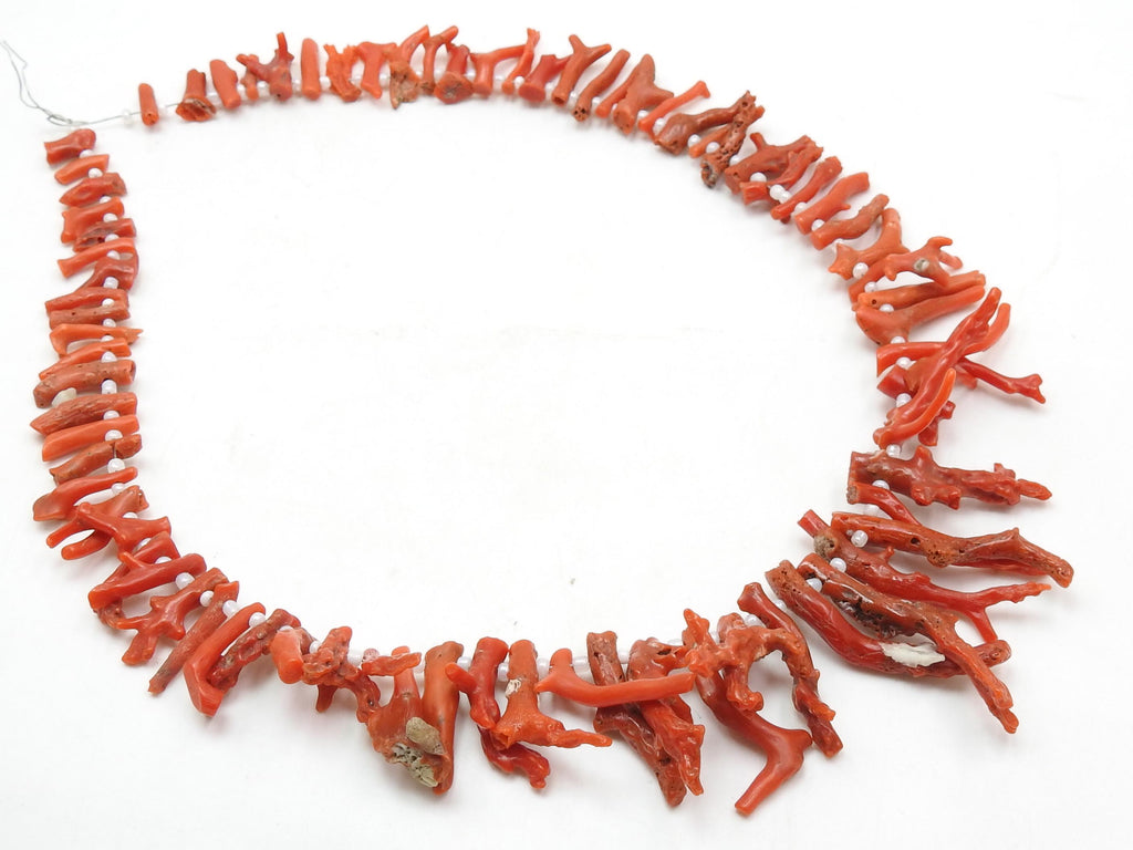 Natural Red Coral Polished Rough Stick Beads 16Inch Strand 10-30mm Raw Gemstone Jewelry Supplies