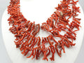 Natural Red Coral Polished Rough Stick Beads 16Inch Strand 10-30mm Raw Gemstone Jewelry Supplies