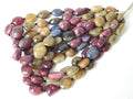Natural Multi Sapphire Smooth Tumble Beads 8Inch Strand Wholesale Loose Gemstone For Necklace Jewelry Making Supplies PME-TU5