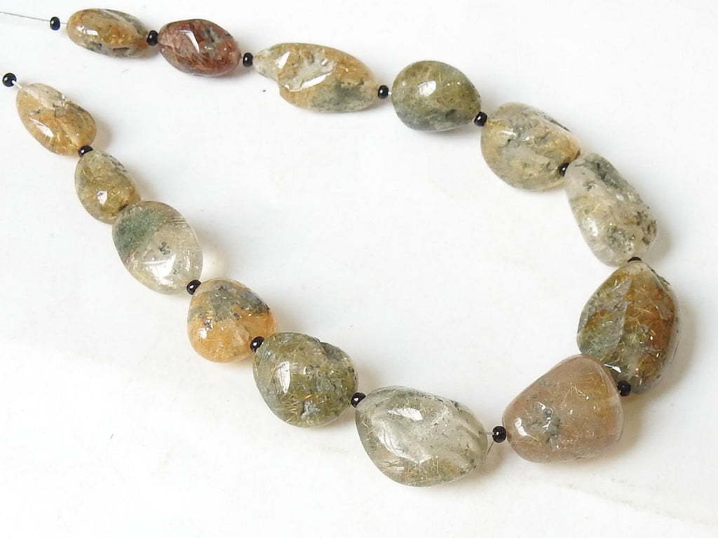 Natural Rutile Quartz Smooth Tumble Nugget Beads 8 Inch Strand Loose Gemstone Wholesaler Supplies New Arrival for DIY Jewelry Making Craft