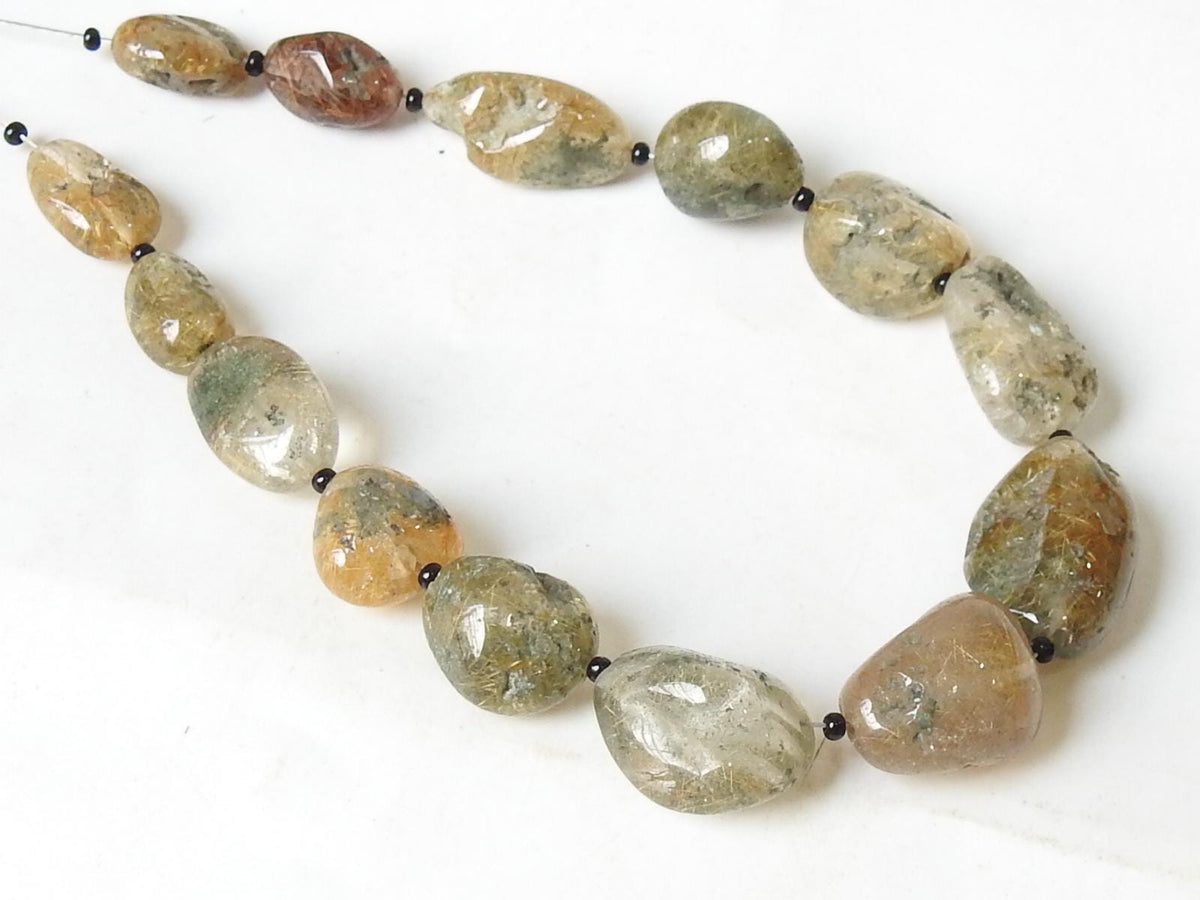 Natural Rutile Quartz Smooth Tumble Nugget Beads 8 Inch Strand Loose Gemstone Wholesaler Supplies New Arrival for DIY Jewelry Making Craft