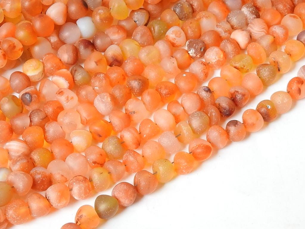Natural Carnelian Smooth Matte Polished Beads 16 Inch Strand Round Loose Gemstone for Handmade Jewelry Making Beaded Necklace WMB-3