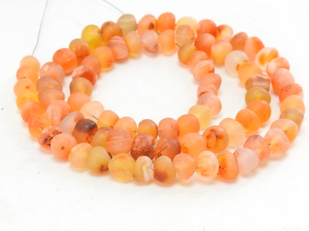 Natural Carnelian Smooth Matte Polished Beads 16 Inch Strand Round Loose Gemstone for Handmade Jewelry Making Beaded Necklace WMB-3
