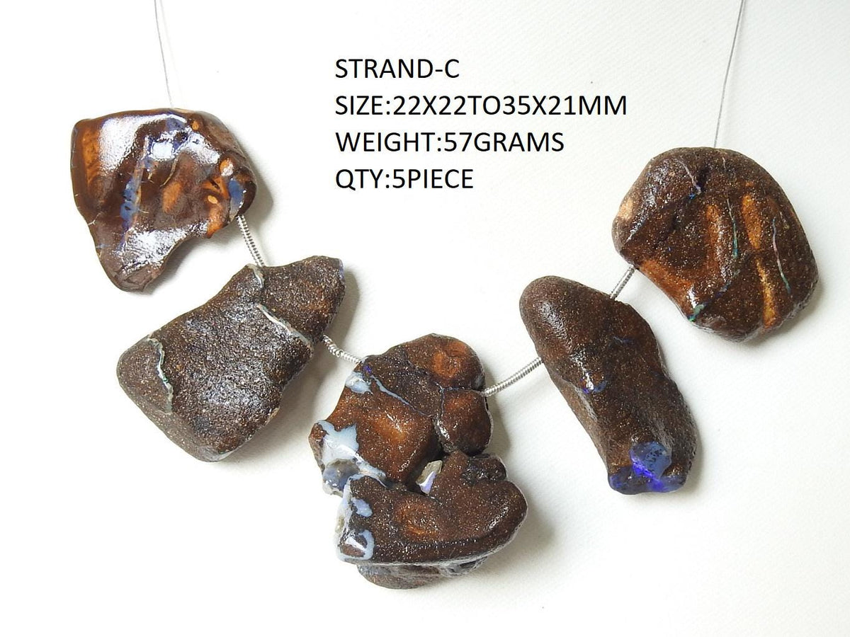 Boulder Opal Natural Multi Fire Polished Rough Slice, Loose Raw Stone For Handmade Jewelry Making Artisan Supplies WM