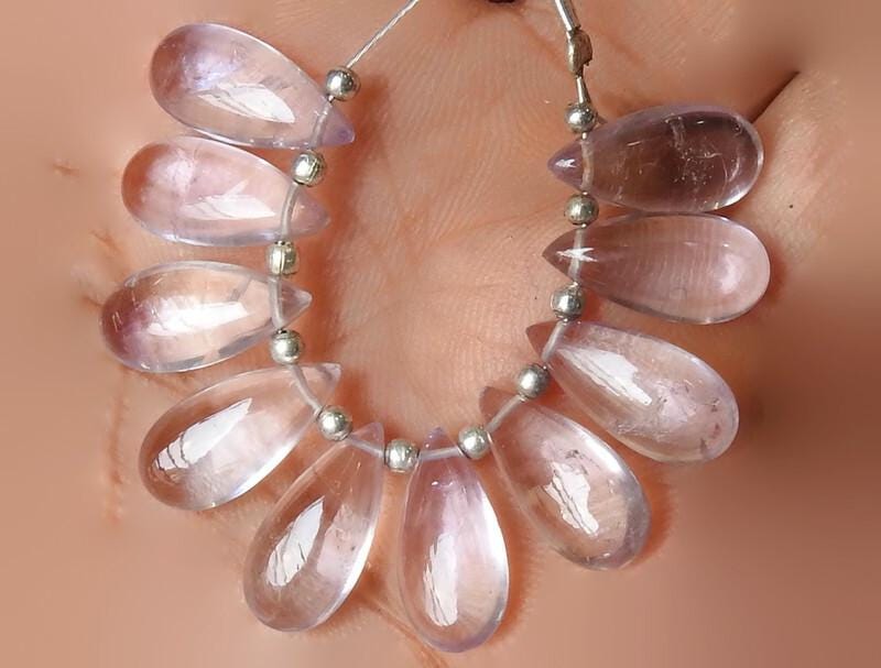 Pink Amethyst Smooth Teardrop 10Piece 15X7MM For Making Jewelry Wholesaler Supplies Natural Stone PME-CY3