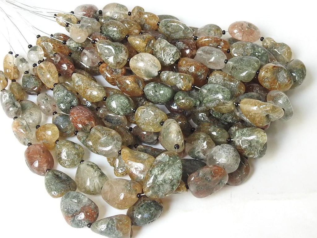 Natural Rutile Quartz Smooth Tumble Nugget Beads 8 Inch Strand Loose Gemstone Wholesaler Supplies New Arrival for DIY Jewelry Making Craft