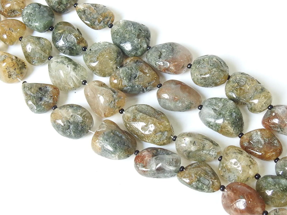 Natural Rutile Quartz Smooth Tumble Nugget Beads 8 Inch Strand Loose Gemstone Wholesaler Supplies New Arrival for DIY Jewelry Making Craft