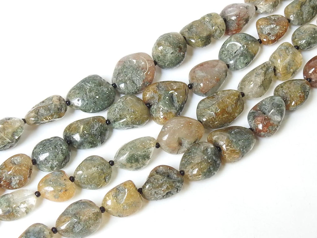 Natural Rutile Quartz Smooth Tumble Nugget Beads 8 Inch Strand Loose Gemstone Wholesaler Supplies New Arrival for DIY Jewelry Making Craft
