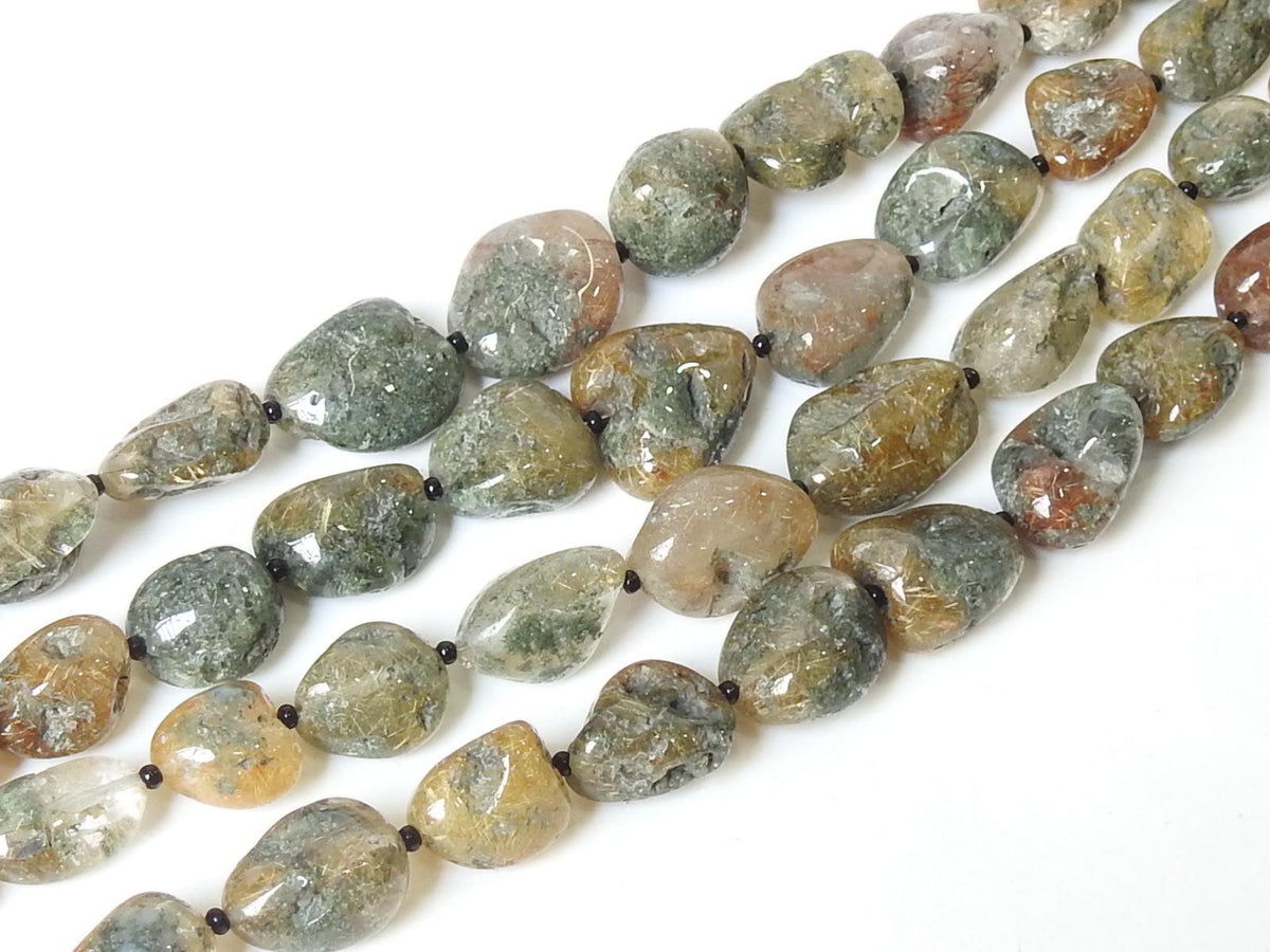 Natural Rutile Quartz Smooth Tumble Nugget Beads 8 Inch Strand Loose Gemstone Wholesaler Supplies New Arrival for DIY Jewelry Making Craft