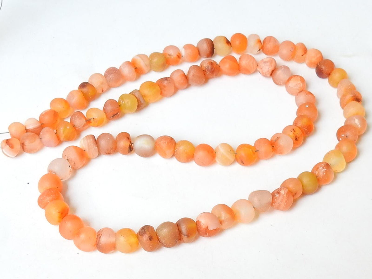 Natural Carnelian Smooth Matte Polished Beads 16 Inch Strand Round Loose Gemstone for Handmade Jewelry Making Beaded Necklace WMB-3