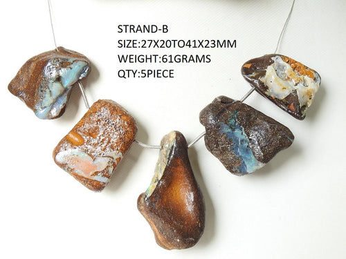 Boulder Opal Natural Multi Fire Polished Rough Slice, Loose Raw Stone For Handmade Jewelry Making Artisan Supplies WM