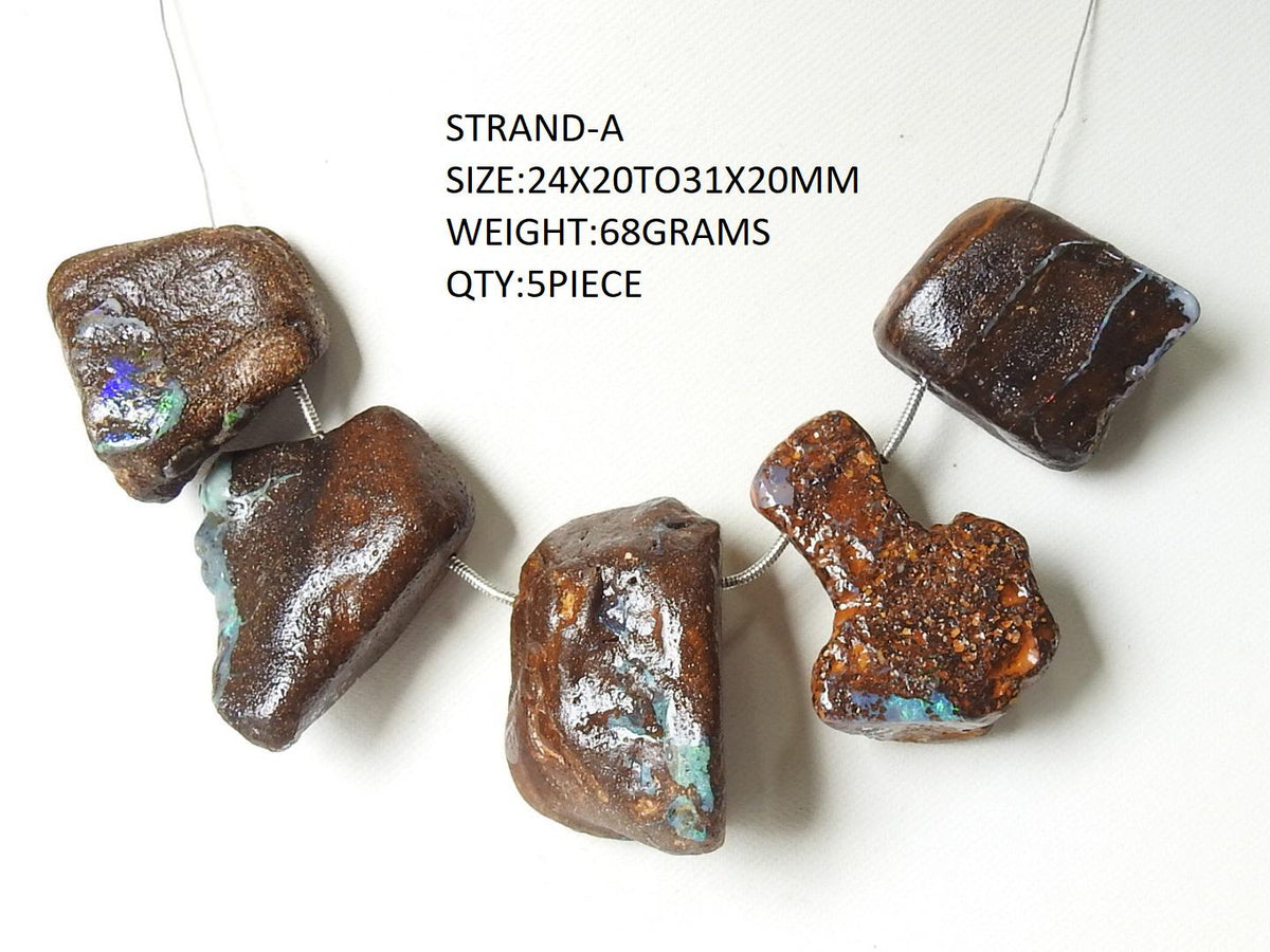 Boulder Opal Natural Multi Fire Polished Rough Slice, Loose Raw Stone For Handmade Jewelry Making Artisan Supplies WM