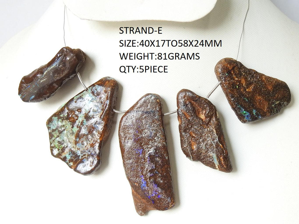 Boulder Opal Natural Multi Fire Polished Rough Slice, Loose Raw Stone For Handmade Jewelry Making Artisan Supplies WM