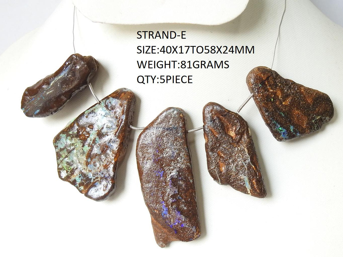 Boulder Opal Natural Multi Fire Polished Rough Slice, Loose Raw Stone For Handmade Jewelry Making Artisan Supplies WM