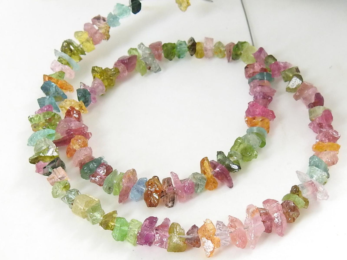 Multi Tourmaline Natural Rough Bead Chip Uncut Nugget 8Inch 4X5MM Approx Wholesaler Supplies PME-RB2