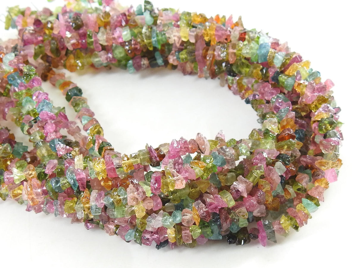 Multi Tourmaline Natural Rough Bead Chip Uncut Nugget 8Inch 4X5MM Approx Wholesaler Supplies PME-RB2