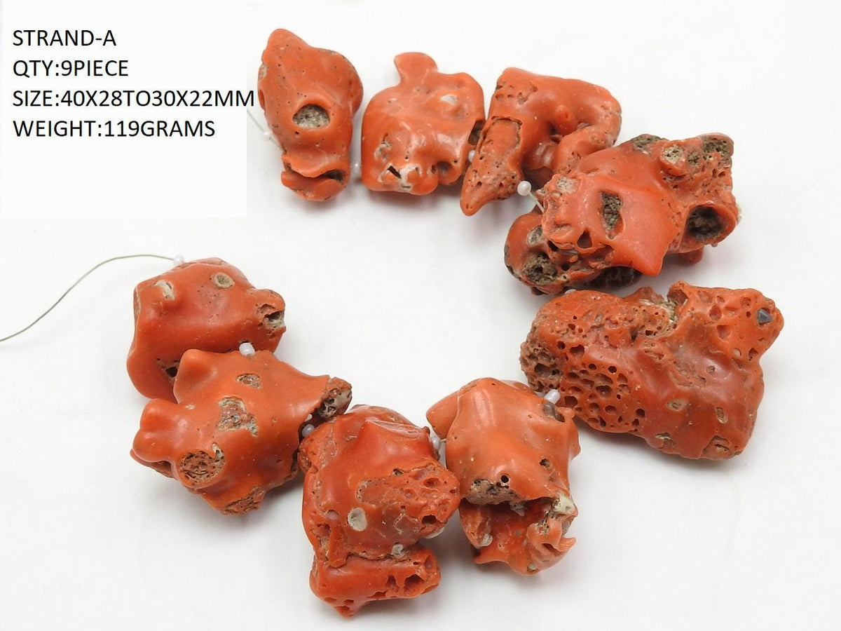 Wholesale Natural Red Coral Rough Briolette Loose Raw Stone Nugget Gemstone Beads For DIY Necklace Bracelet Jewelry Making Supplies WM(CR1)