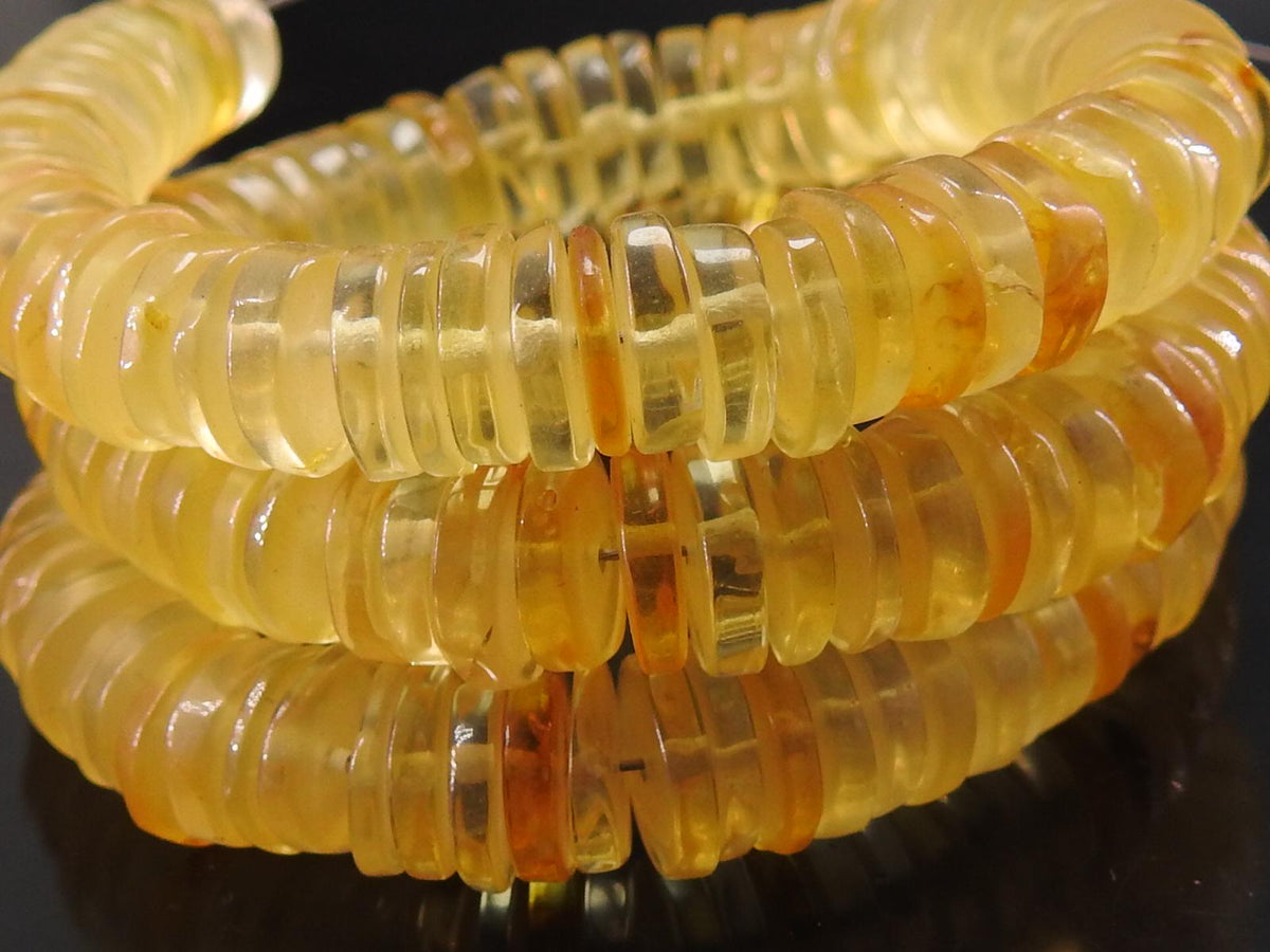 Amber Bead Smooth Polished Tire Coin Wheel Shape 8Inch Strand For Making Jewelry Wholesaler Supplies New Arrival Stone WM-T4