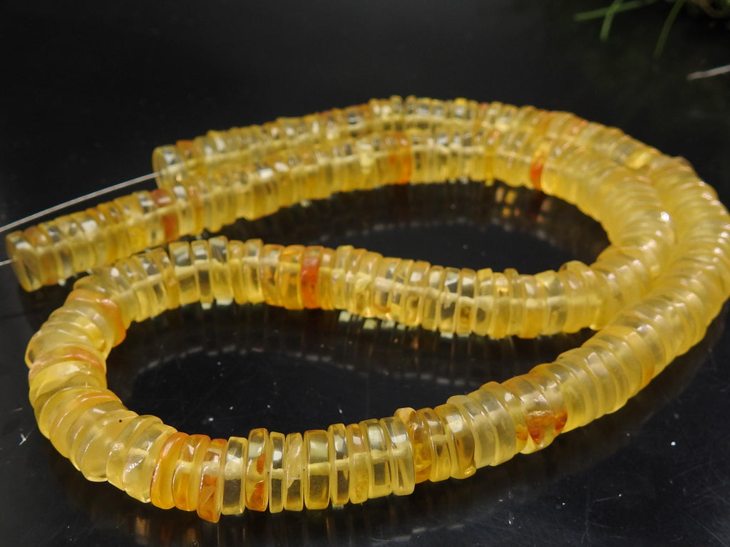 Amber Bead Smooth Polished Tire Coin Wheel Shape 8Inch Strand For Making Jewelry Wholesaler Supplies New Arrival Stone WM-T4