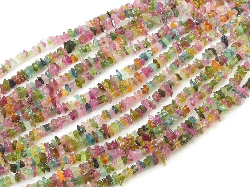 Multi Tourmaline Natural Rough Bead Chip Uncut Nugget 8Inch 4X5MM Approx Wholesaler Supplies PME-RB2