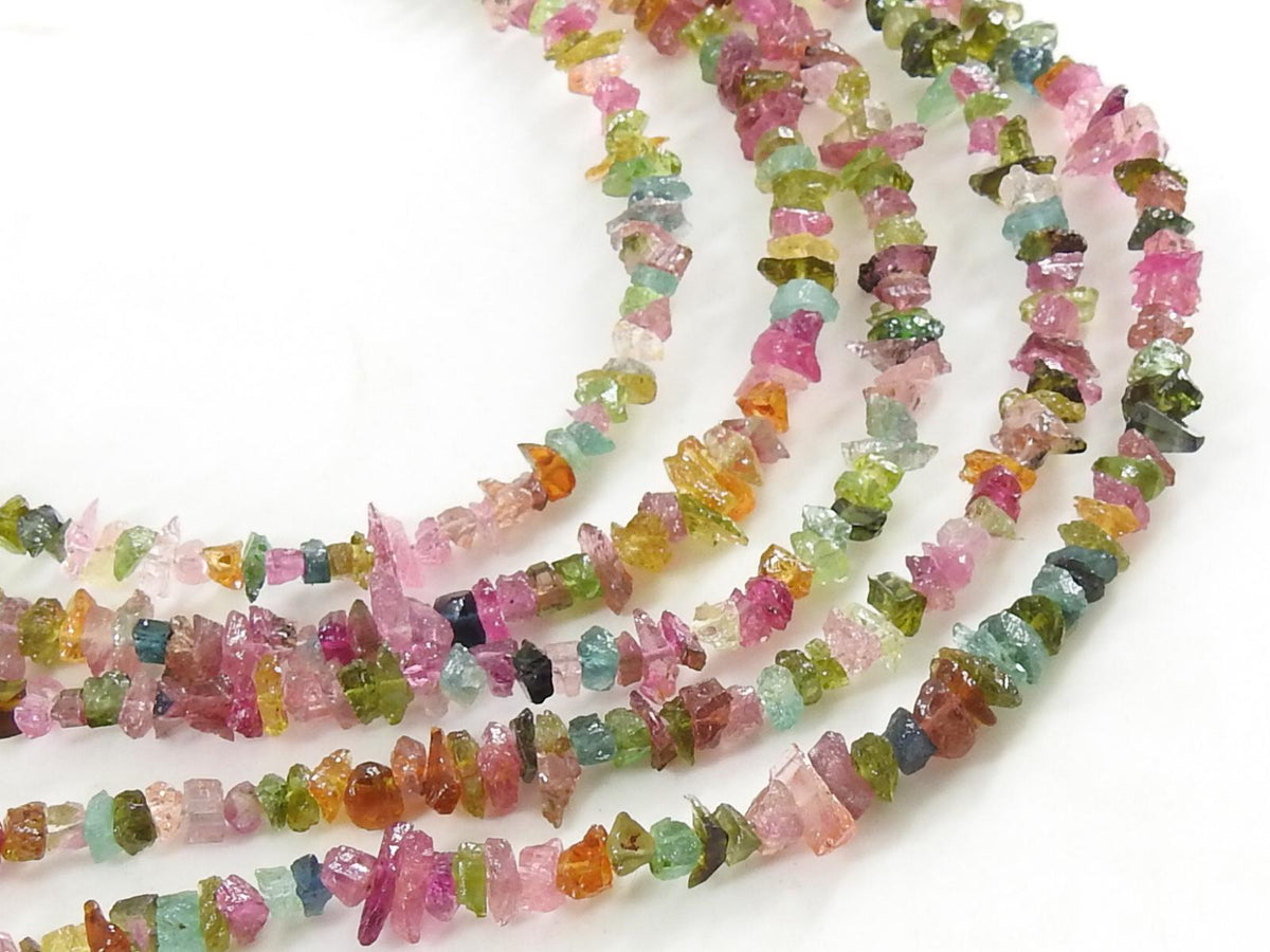 Multi Tourmaline Natural Rough Bead Chip Uncut Nugget 8Inch 4X5MM Approx Wholesaler Supplies PME-RB2