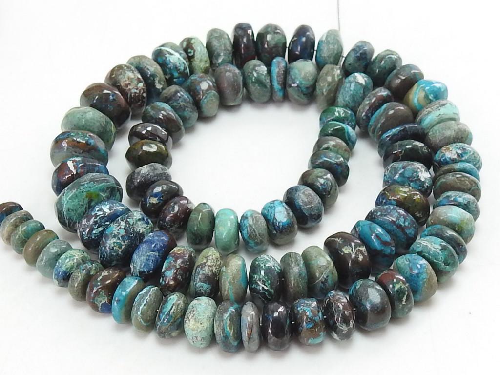 Natural Chrysocolla Beads, Smooth Rondelle 6-10mm Graduated 16 Inch Strand, Wholesale Gemstone Supplies for Jewelry Making PME-B8