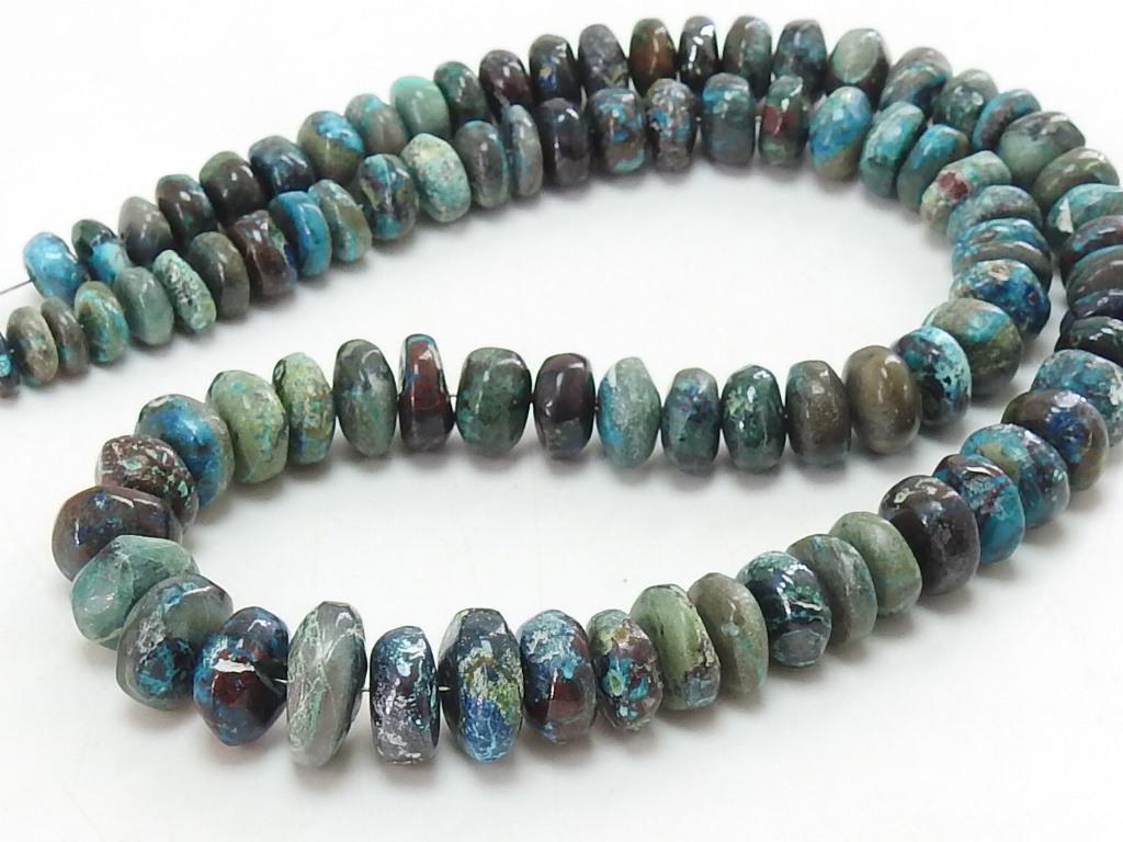 Natural Chrysocolla Beads, Smooth Rondelle 6-10mm Graduated 16 Inch Strand, Wholesale Gemstone Supplies for Jewelry Making PME-B8