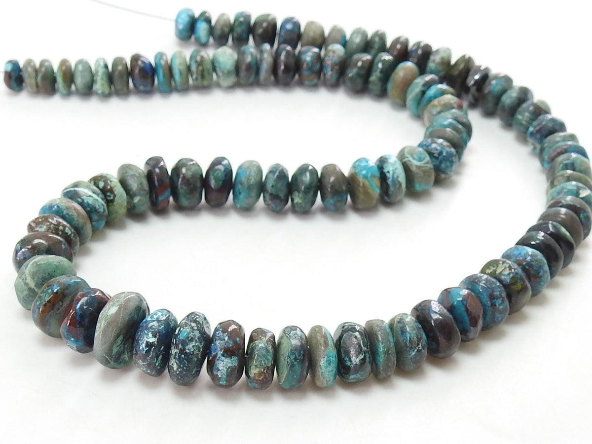 Natural Chrysocolla Beads, Smooth Rondelle 6-10mm Graduated 16 Inch Strand, Wholesale Gemstone Supplies for Jewelry Making PME-B8