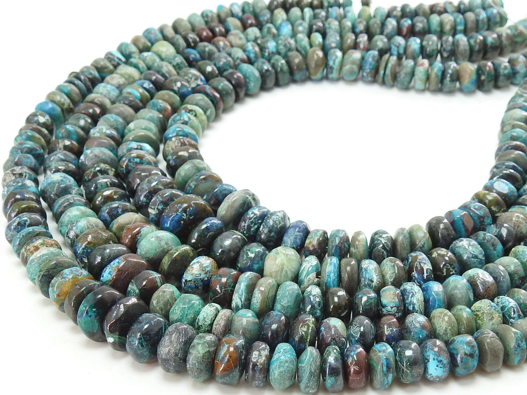 Natural Chrysocolla Beads, Smooth Rondelle 6-10mm Graduated 16 Inch Strand, Wholesale Gemstone Supplies for Jewelry Making PME-B8