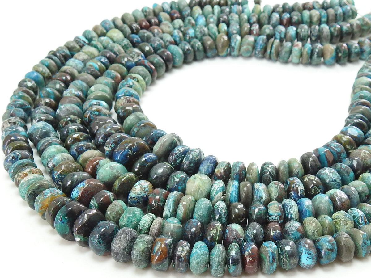 Natural Chrysocolla Beads, Smooth Rondelle 6-10mm Graduated 16 Inch Strand, Wholesale Gemstone Supplies for Jewelry Making PME-B8