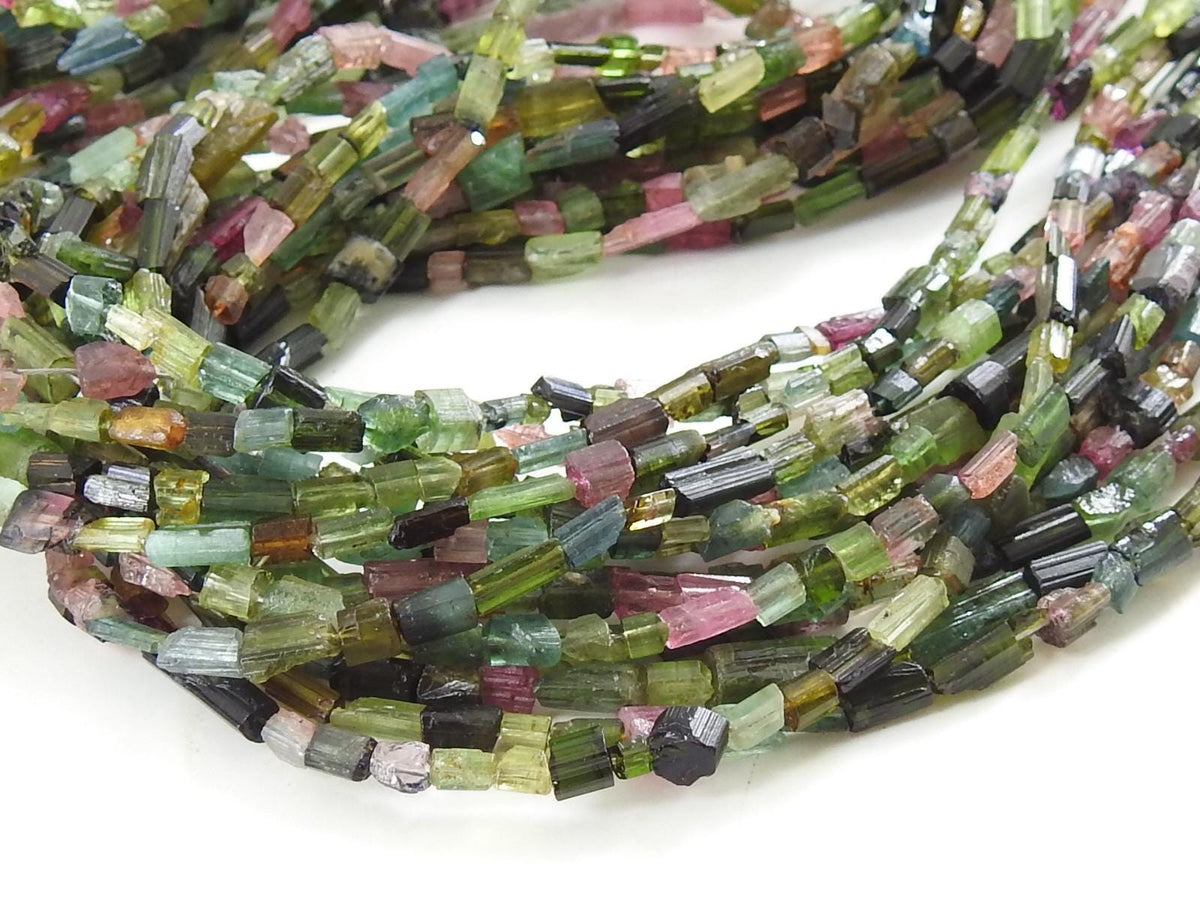 Natural Tourmaline Multi Color Crystal Tube Shape Rough Bead 16Inches 4X2MM Wholesaler Supplies New Arrival Jewelry Making Stone PME-RB2