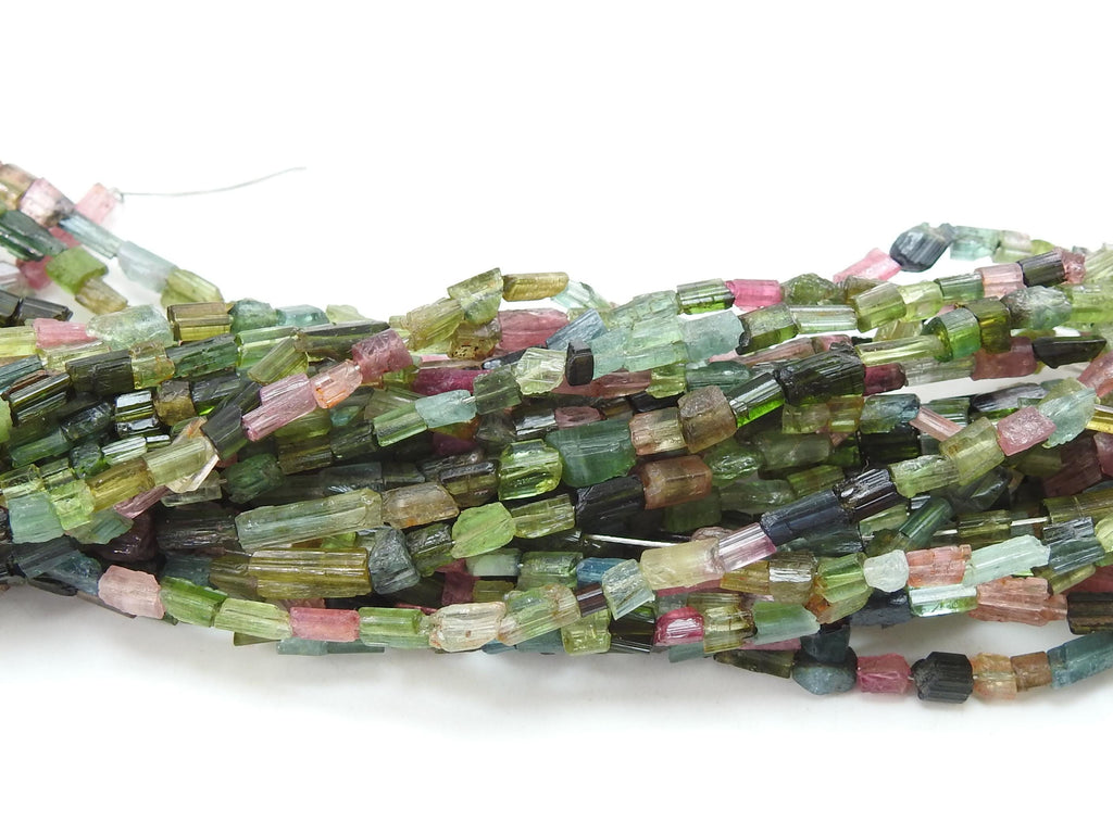 Natural Tourmaline Multi Color Crystal Tube Shape Rough Bead 16Inches 4X2MM Wholesaler Supplies New Arrival Jewelry Making Stone PME-RB2