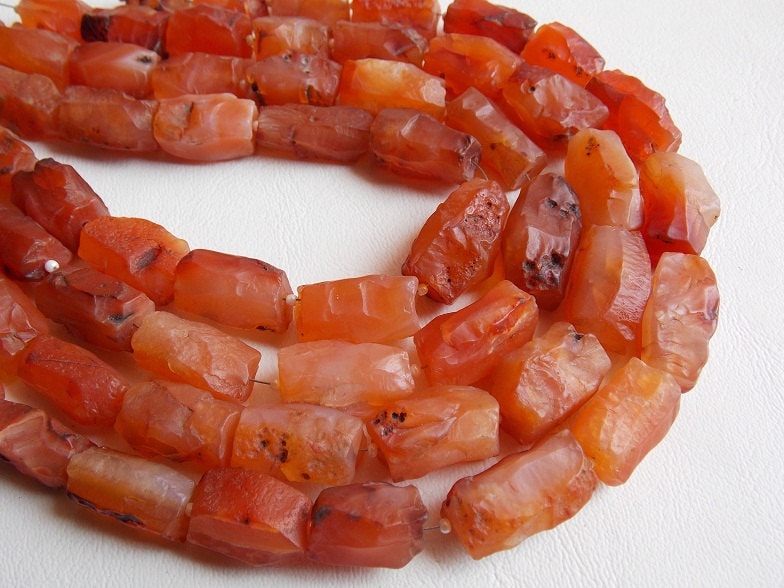 Natural Carnelian Rough Hammered Tube Nugget Beads 8" Strand 15-20mm Orange Gemstone Loose Spacer Bead Wholesale Jewelry Making Supplies DIY