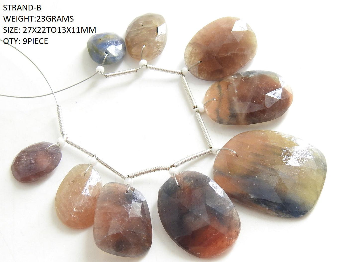 Multi Sapphire Faceted Fancy Shape Cabochon Briolette, Handmade Loose Stone, Natural Gemstone Wholesale Supplies Jewelry Making Strand
