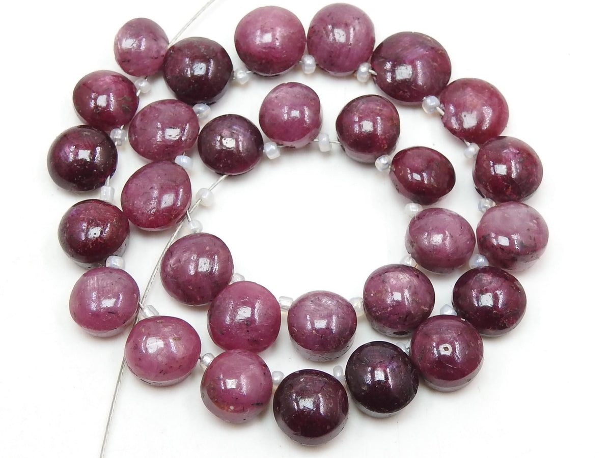 Natural Star Ruby Smooth Polished Round Cabochon Top Side Drilled Gemstone Briolette Beads 8-10MM Approx Wholesaler Supplies BR5